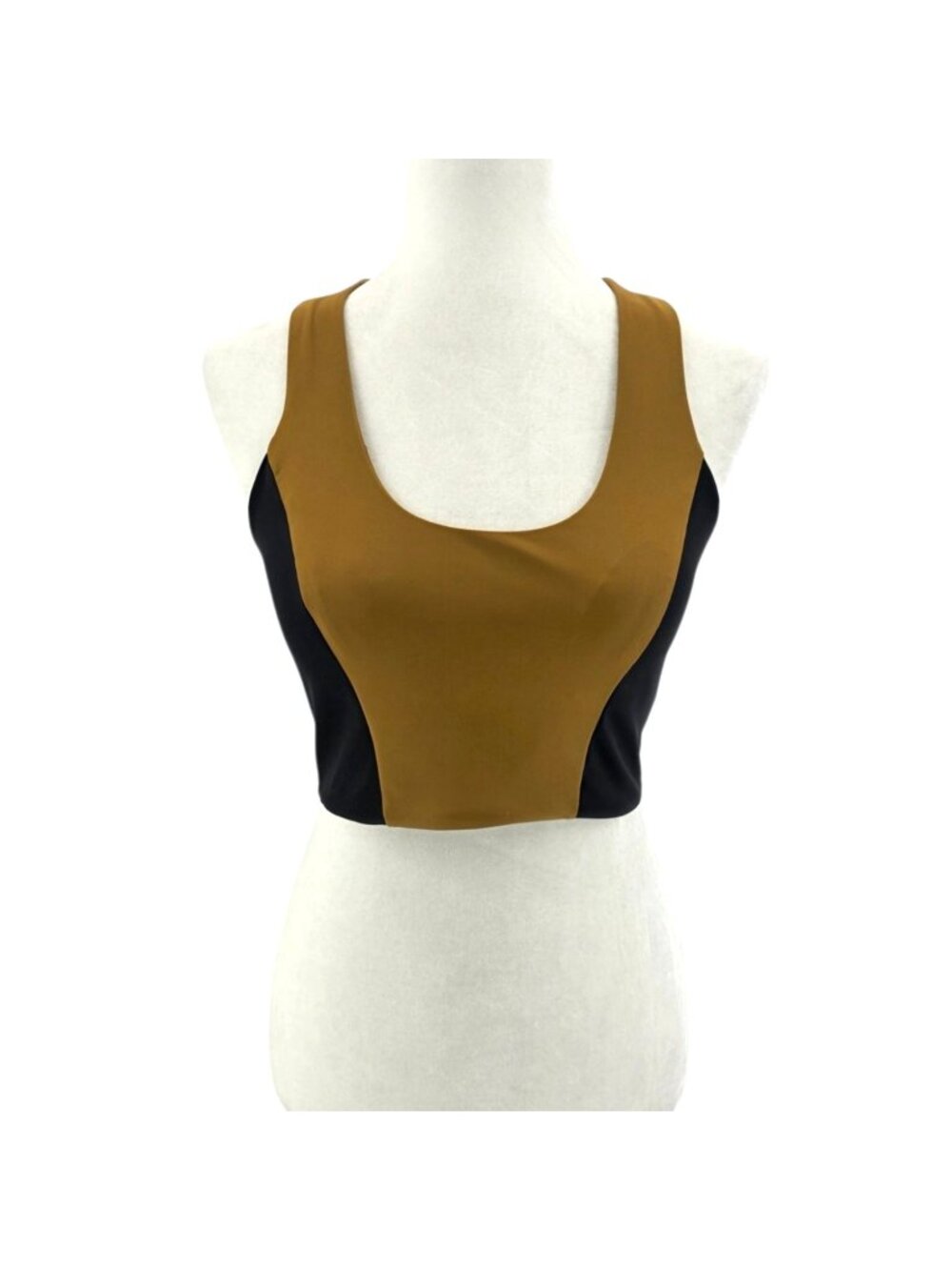 NEW Lanston Sport Womens Small Sports Bra Venture Blocked Nutmeg Black Crop Top